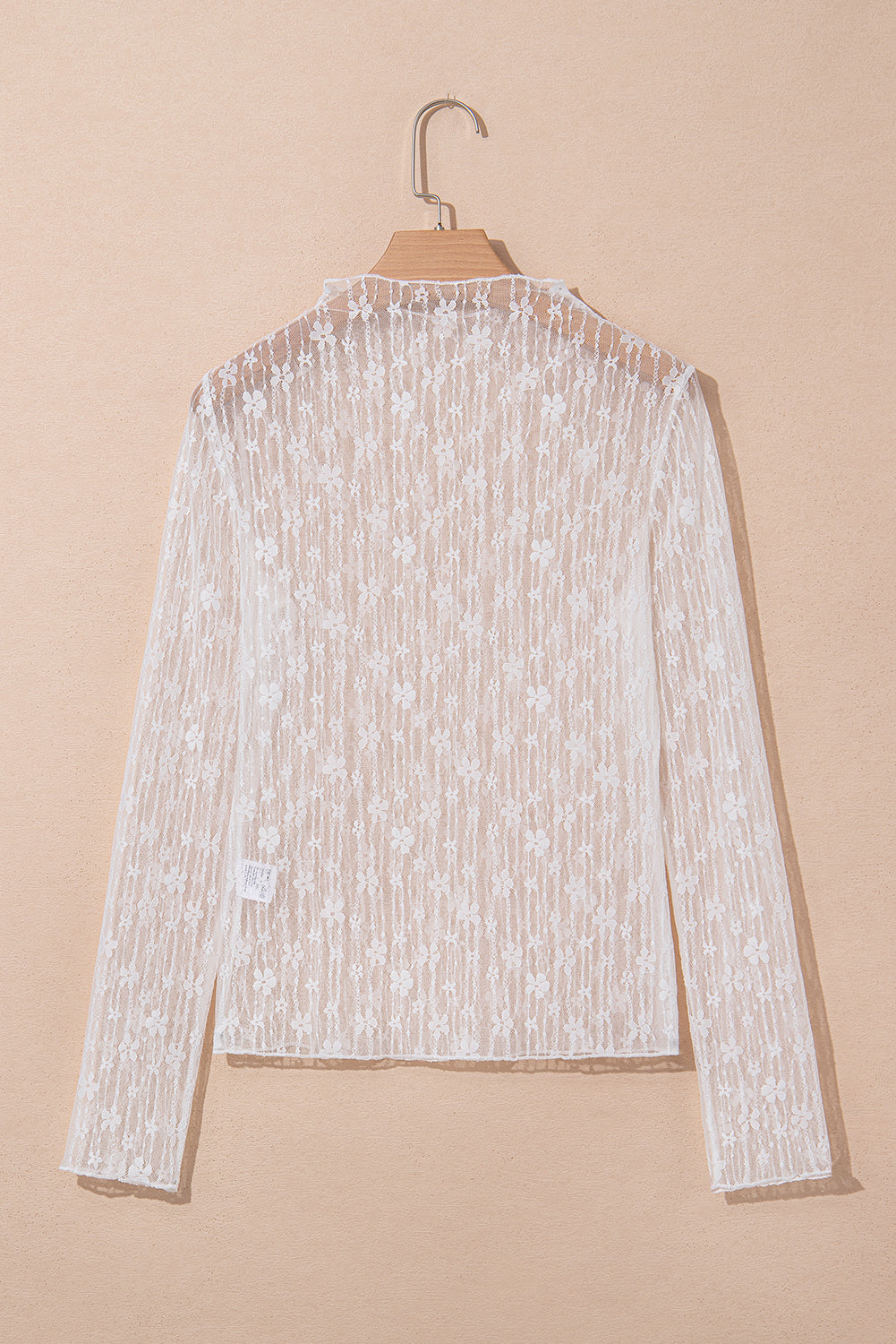 Mesh Lace Long Sleeve Slim Fit Top