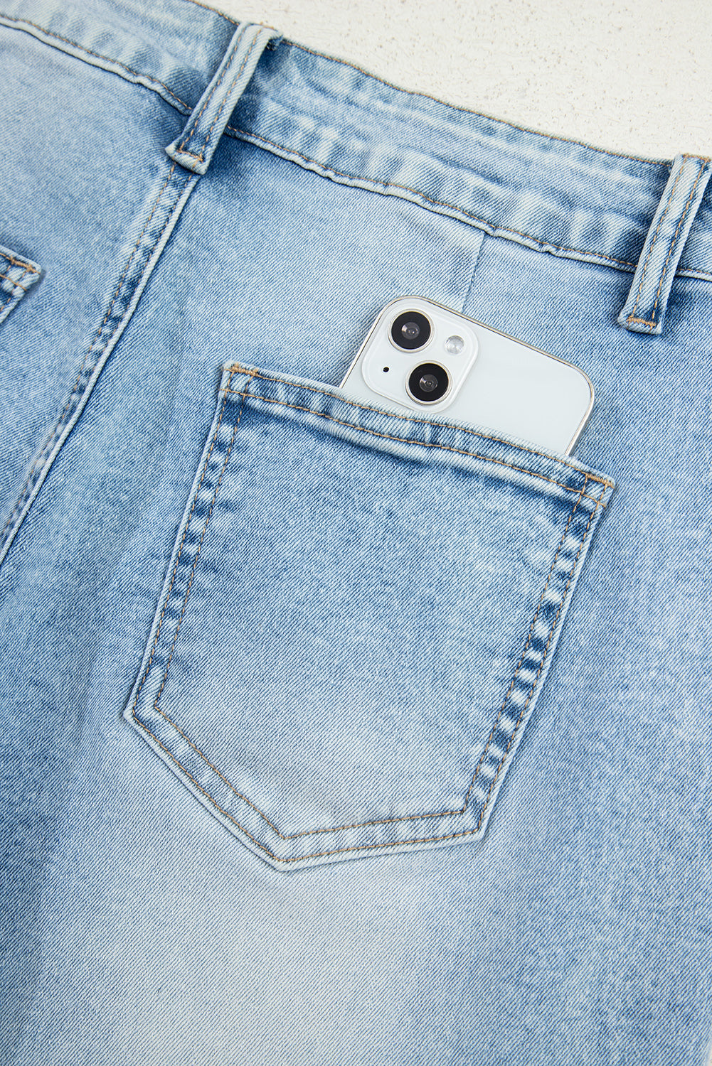 Flower Patched Light Wash High Waist Jeans