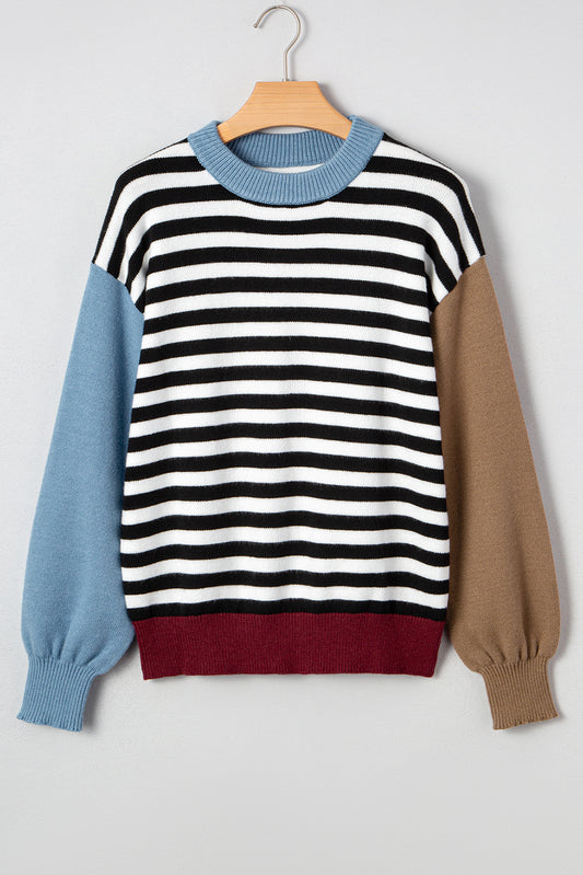 Color black Striped Sweater