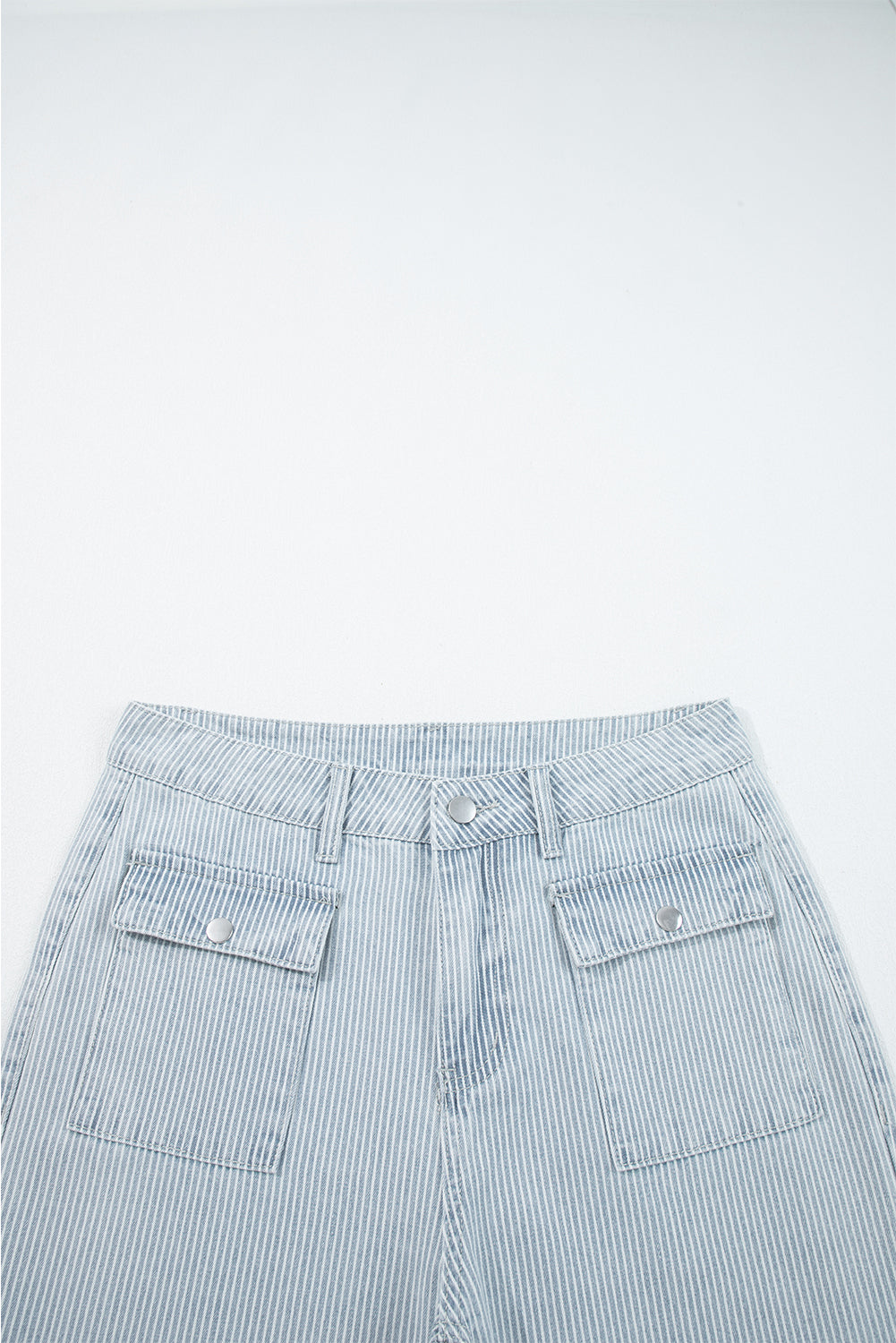 Stripe Cuffed Hem Wide Leg Jeans