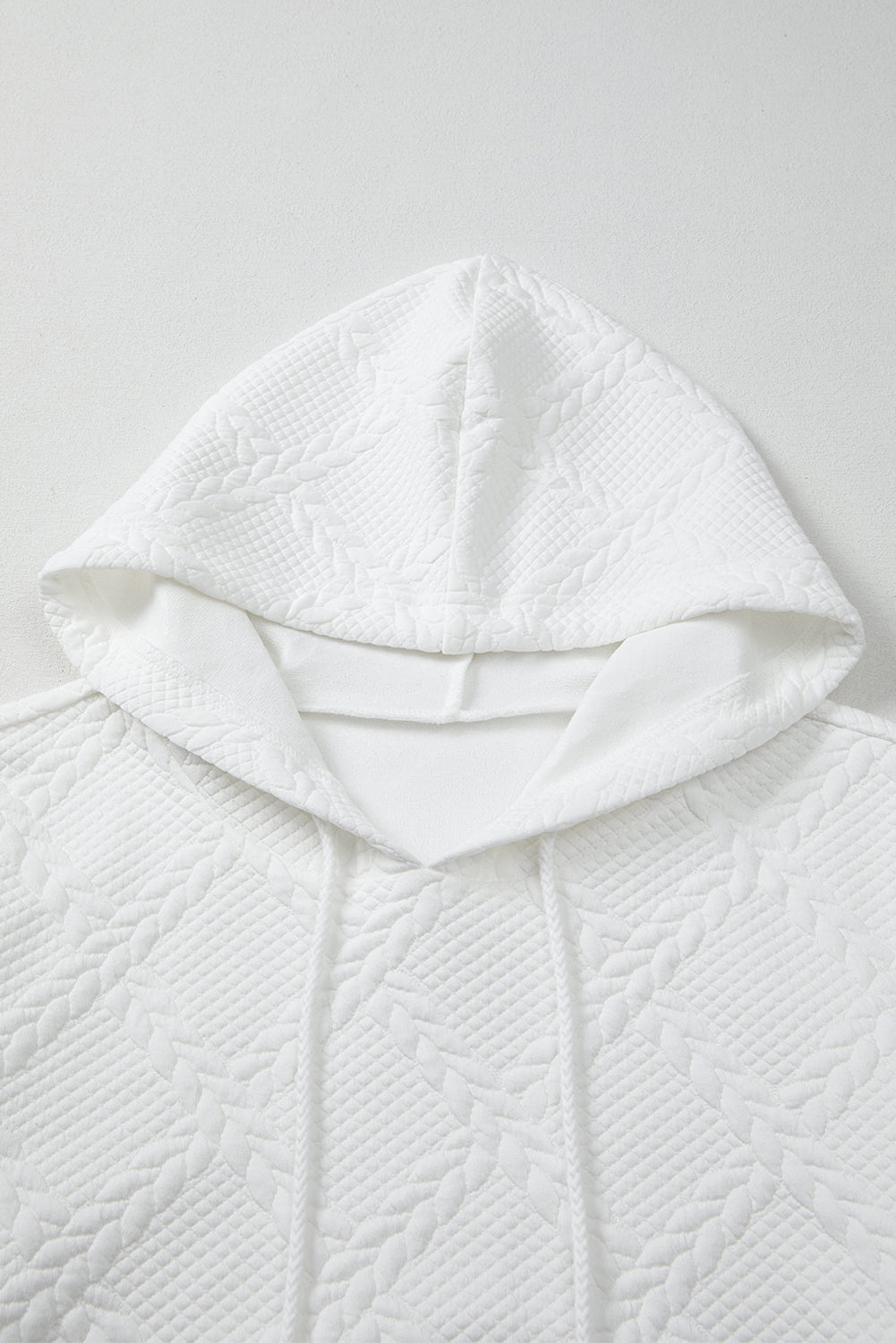 Cable Texture Kangaroo Pocket Hoodie