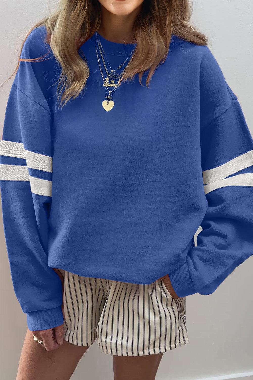 Striped Sleeve Oversized Sweatshirt
