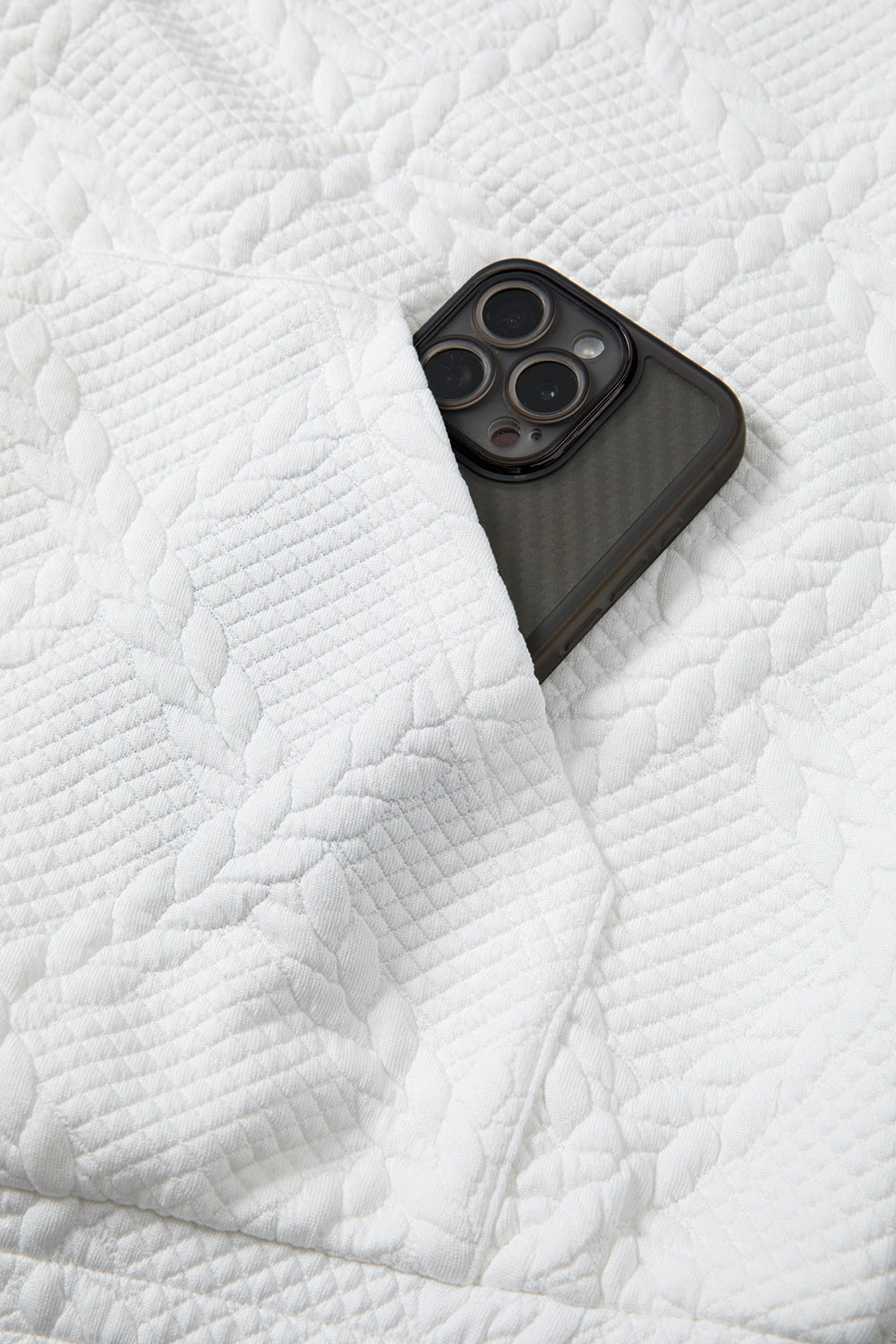 Cable Texture Kangaroo Pocket Hoodie