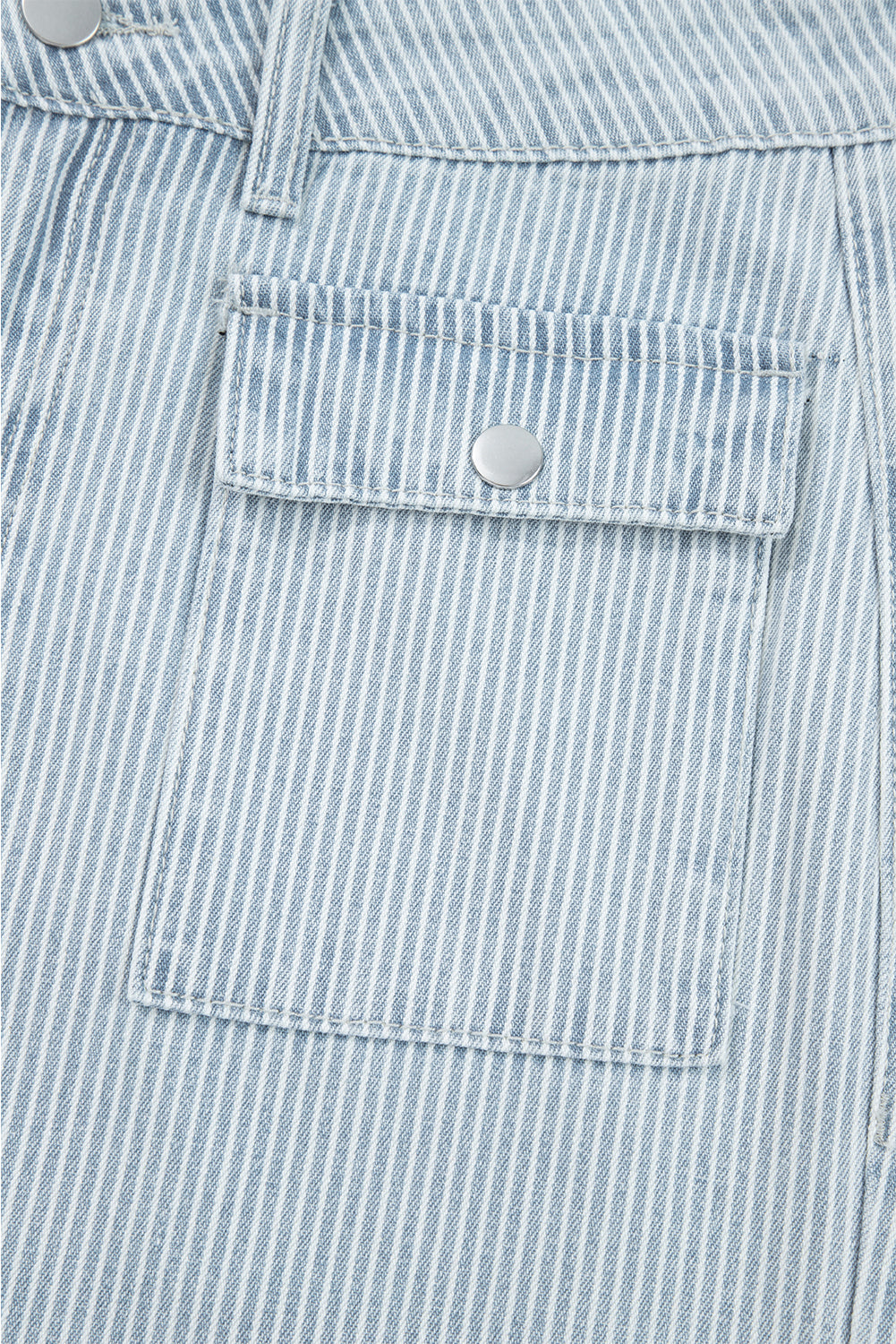 Stripe Cuffed Hem Wide Leg Jeans