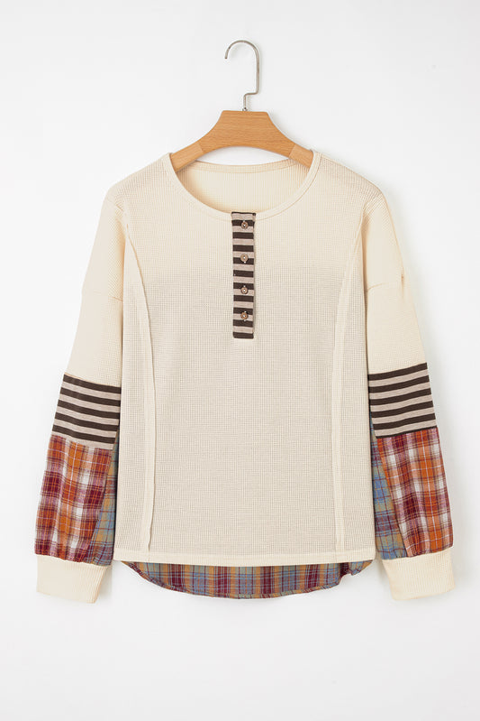 Waffle Henley Knit Top