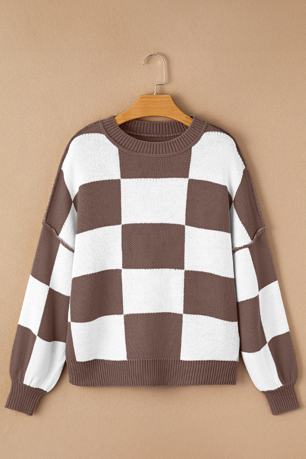 Checkered Bishop Sleeve Sweater