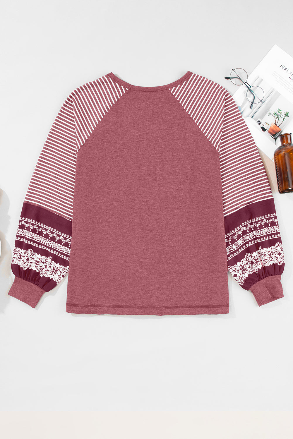 Striped Raglan Long Sleeve Loose Top