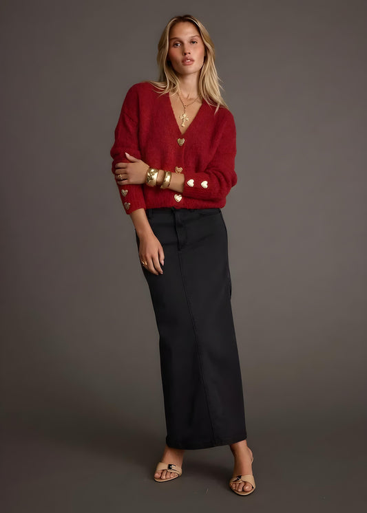Heart Button Cardigan Sweater
