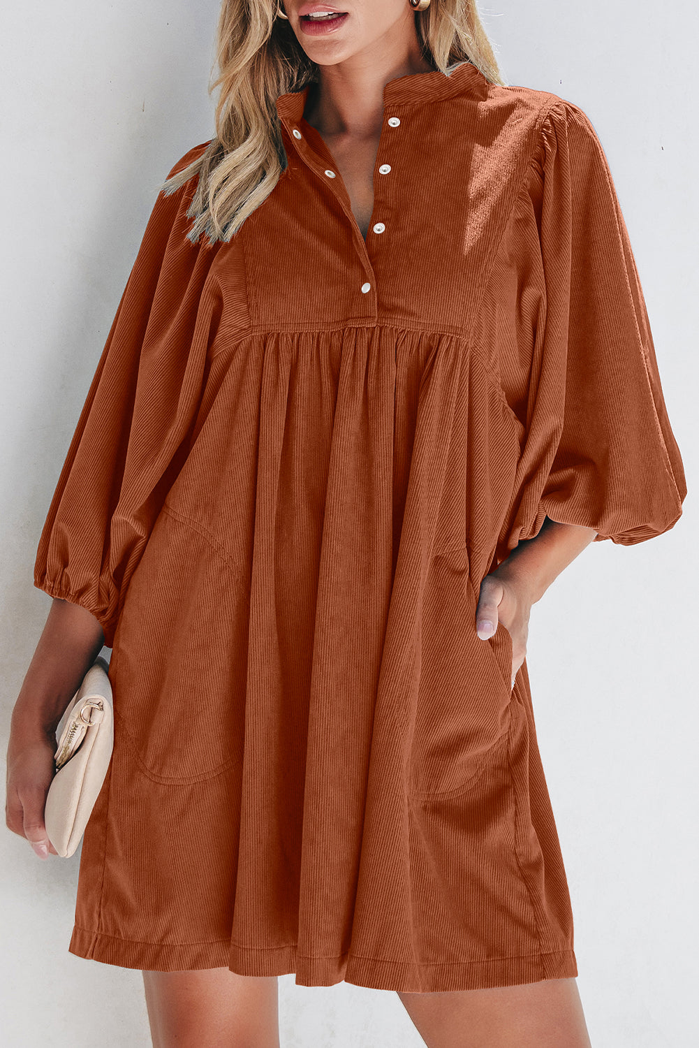 Corduroy Snap Buttons Dress