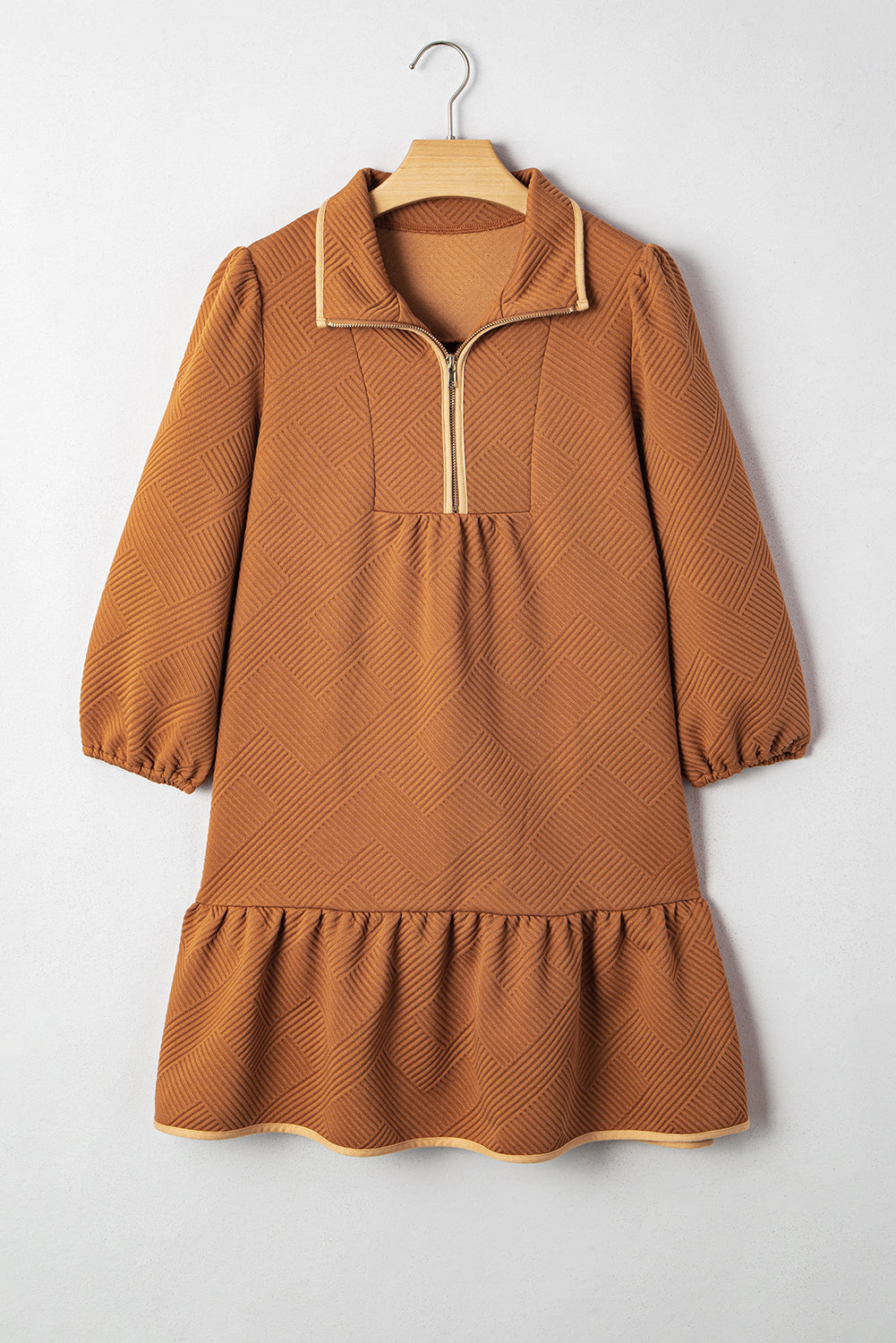 Quarter Zip Textured Mini Dress