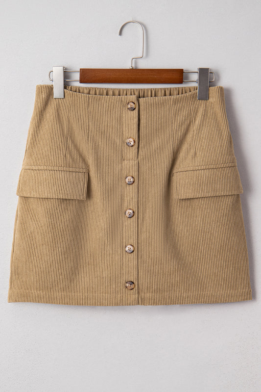 Camel Corduroy Mini Skirt
