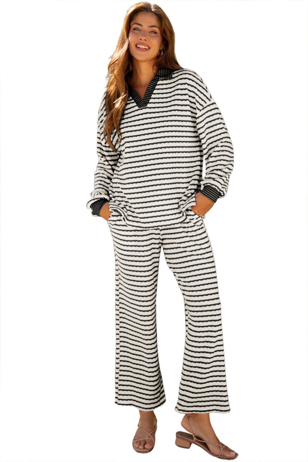 Stripe Collared 2 pc set