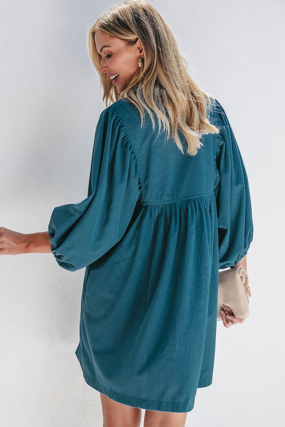 Corduroy Snap Buttons Dress