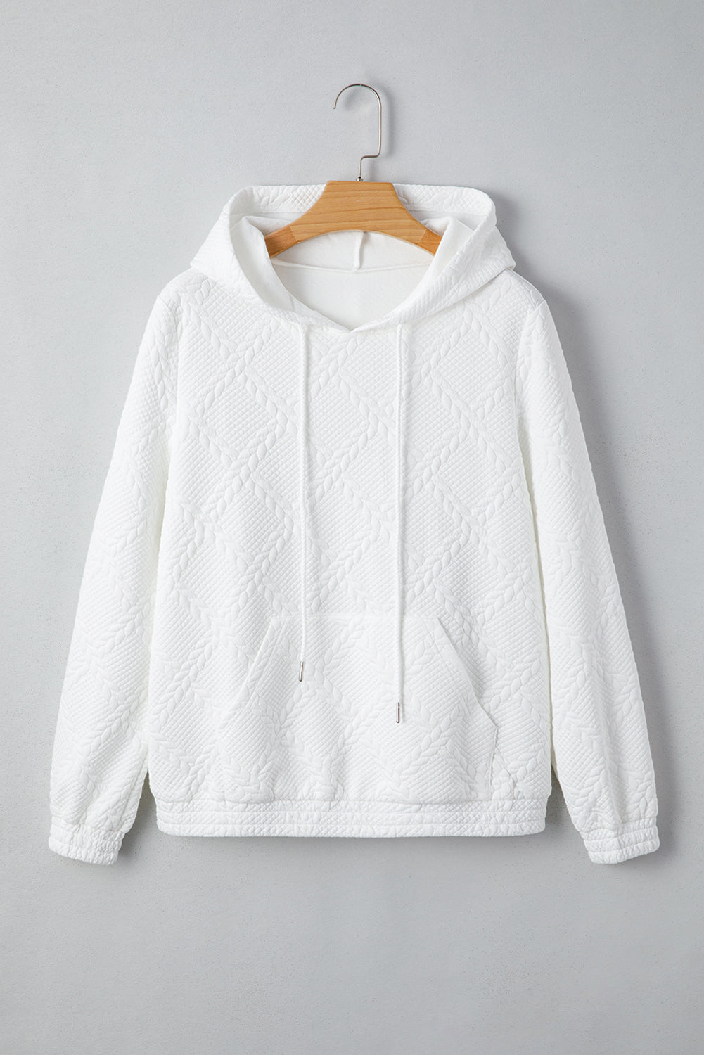 Cable Texture Kangaroo Pocket Hoodie