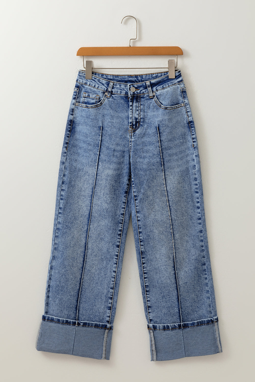 Cuffed Hem High Waist Jeans