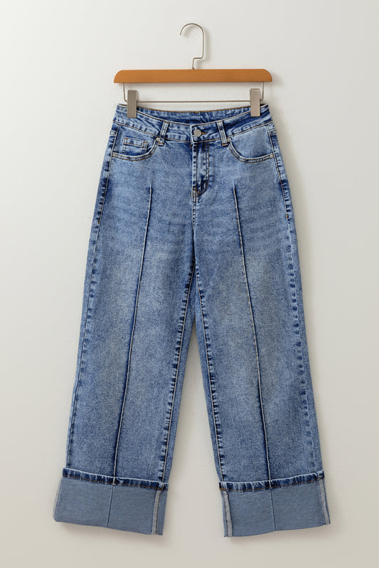 Cuffed Hem High Waist Jeans