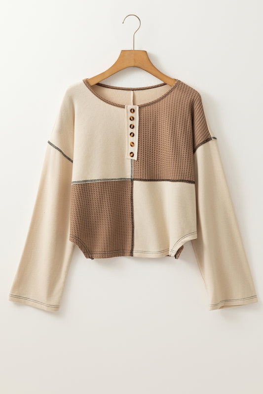 Waffle Knit Long Sleeve Top