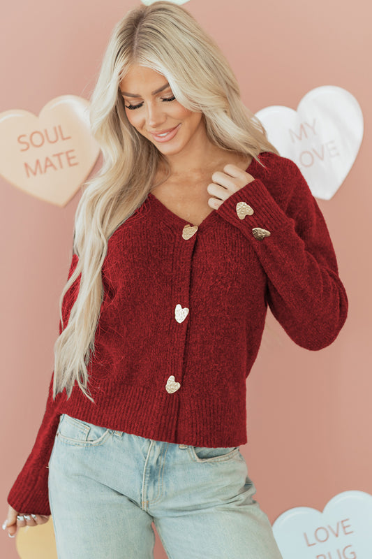 Women's Heart Button Cardigan Sweater