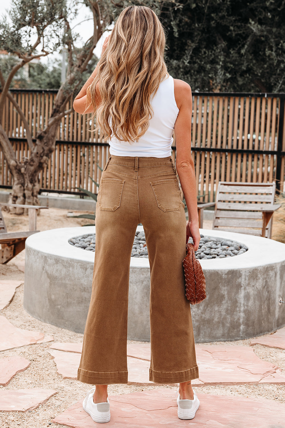 Cropped High Rise Wide Leg Jeans