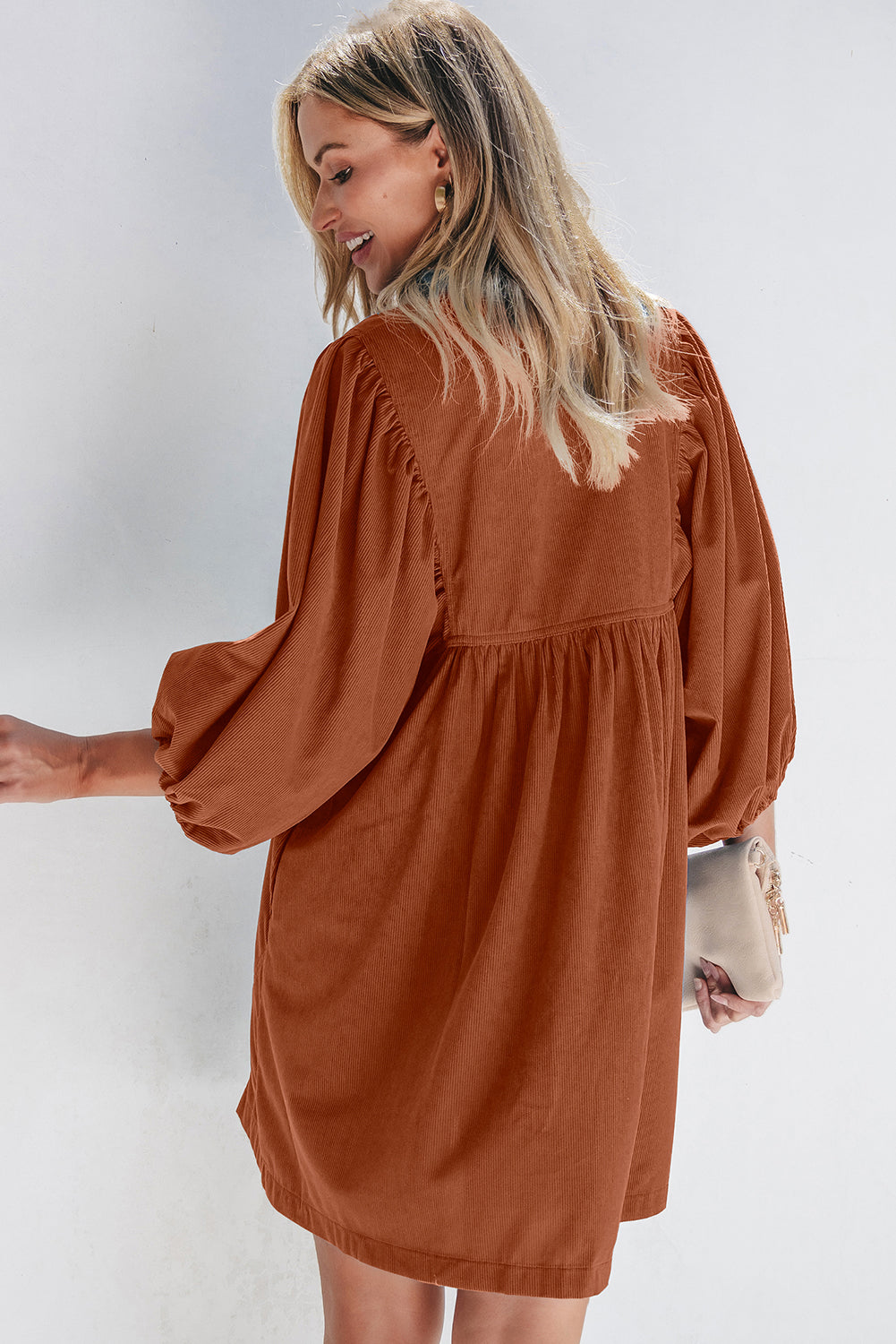Corduroy Snap Buttons Dress