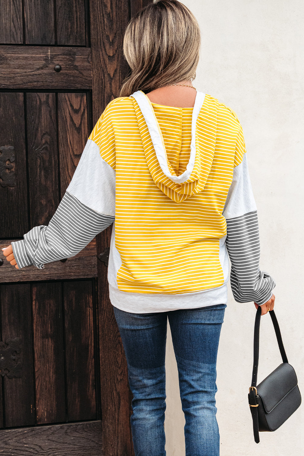 Color Block V Neck Loose Fit Top
