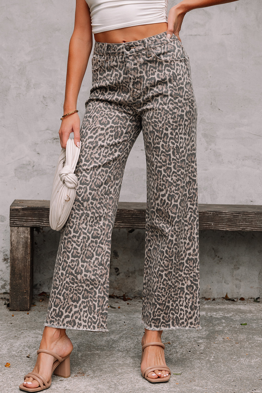 Frayed Edge Wide Leg High Waist Jeans