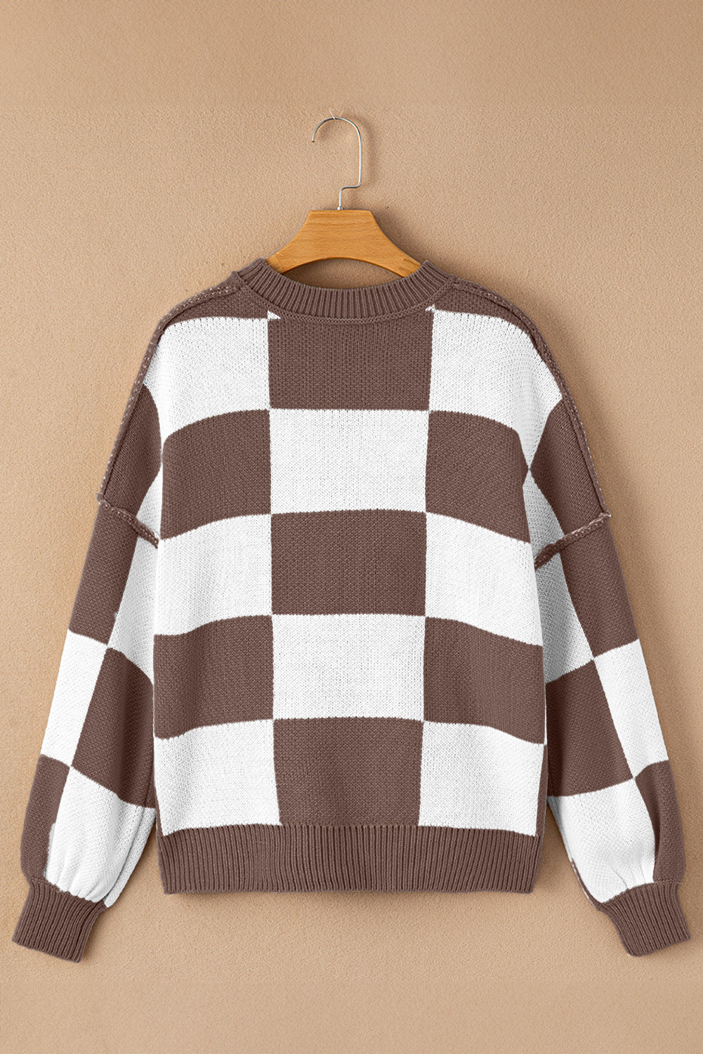 Checkered Bishop Sleeve Sweater