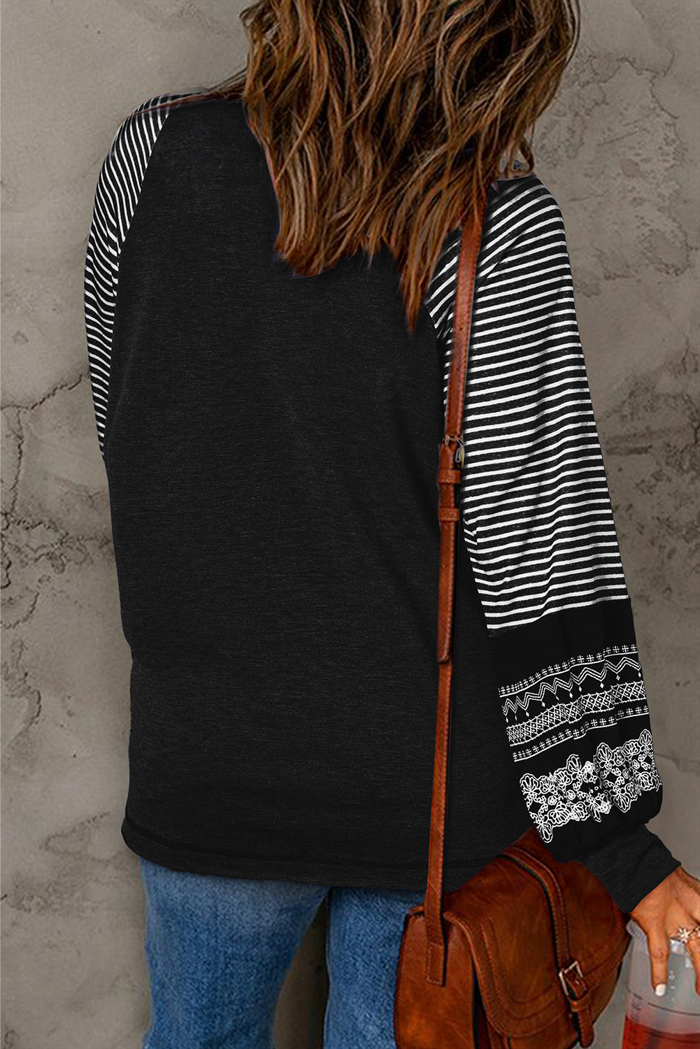 Striped Raglan Long Sleeve Loose Top