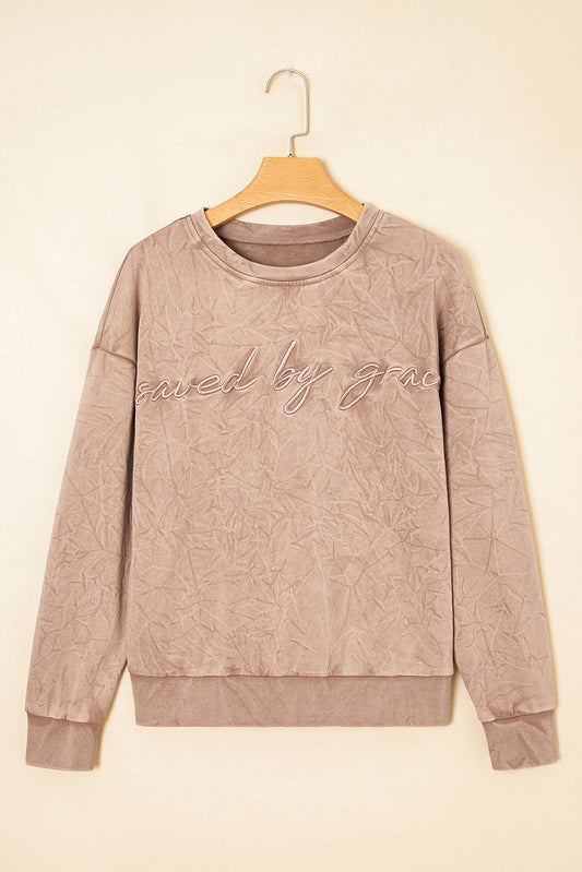 Saved by grace Mineral Wash Loose Sweatshirt