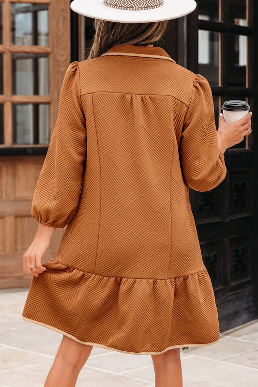 Quarter Zip Textured Mini Dress