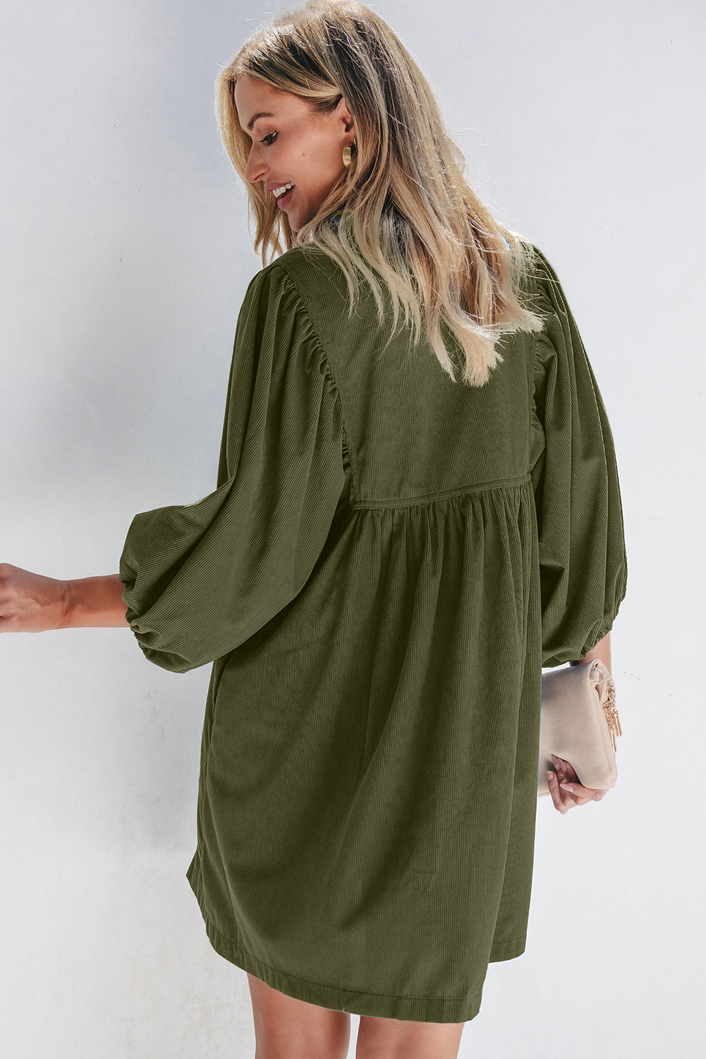 Corduroy Snap Buttons Dress