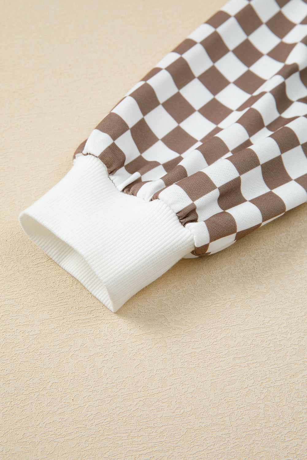 Checkered Long Sleeve Top Drawstring Mini Skirt Set