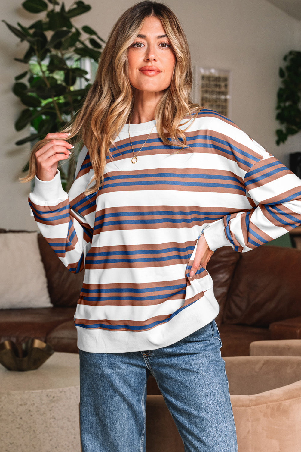 Stripe Pullover Sweatshirt