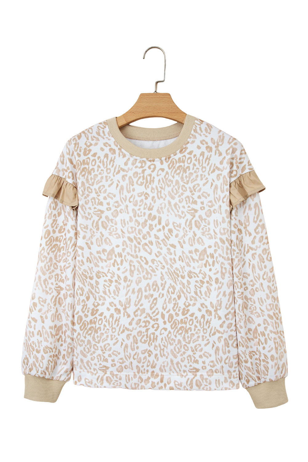 Leopard Ruffle Sleeve Sweatshirt