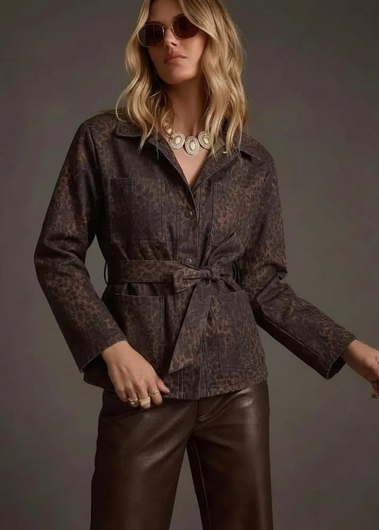 Collard Leopard Print Jacket