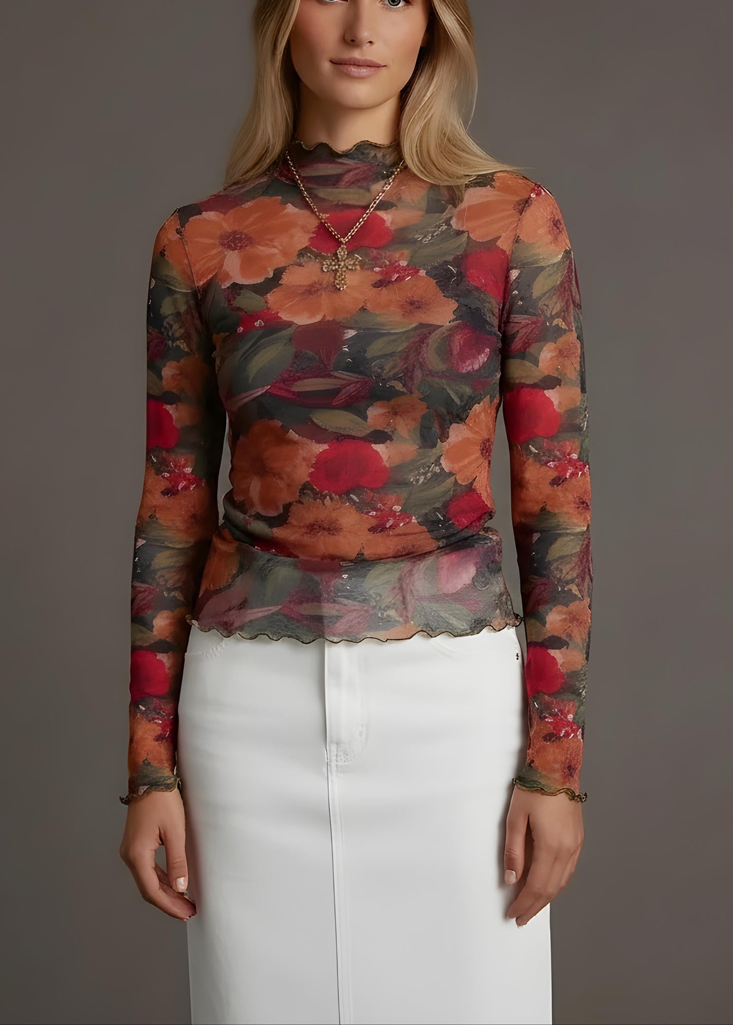 Floral Mesh Top