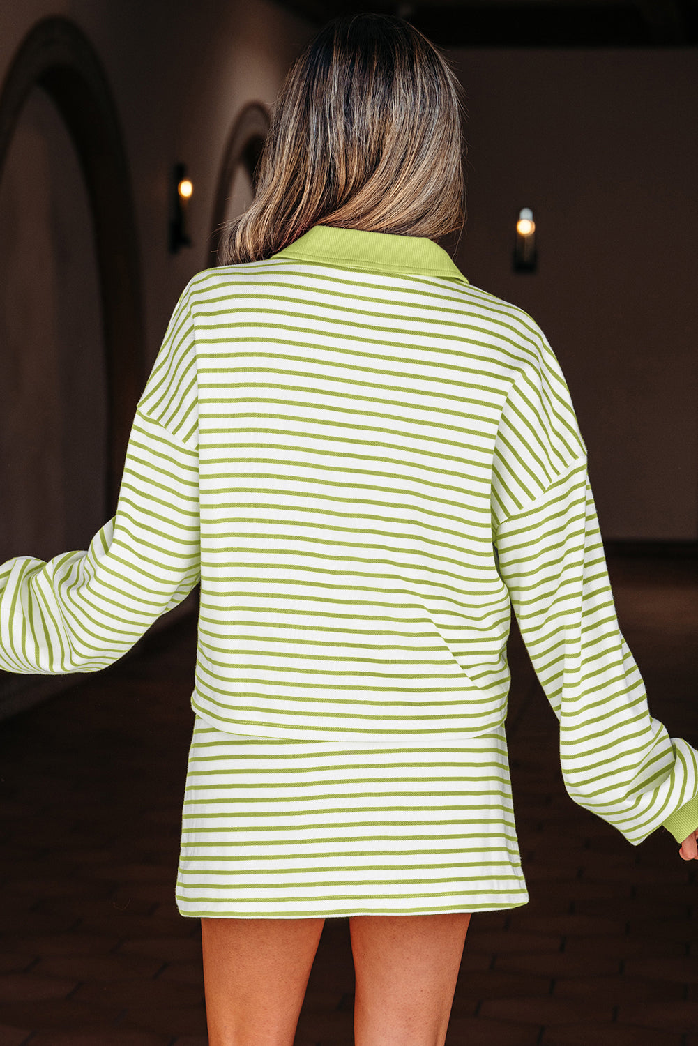 V Neck Pullover and Skort Set