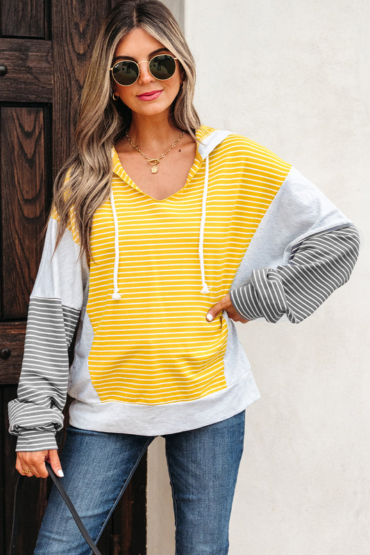 Color Block V Neck Loose Fit Top