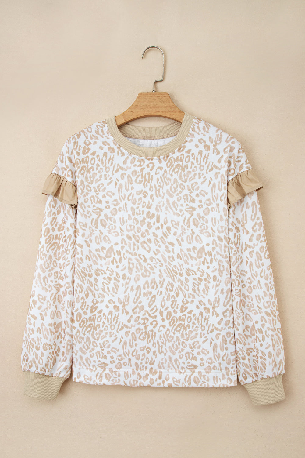 Leopard Ruffle Sleeve Sweatshirt