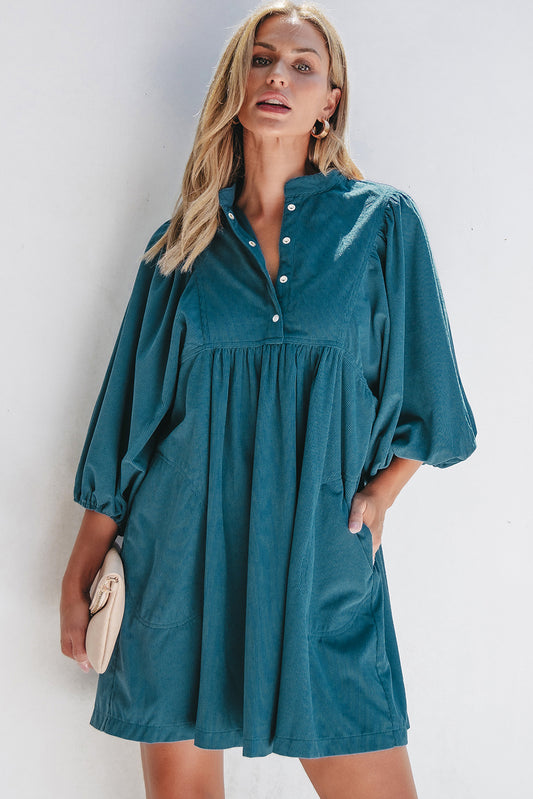 Corduroy Snap Buttons Dress