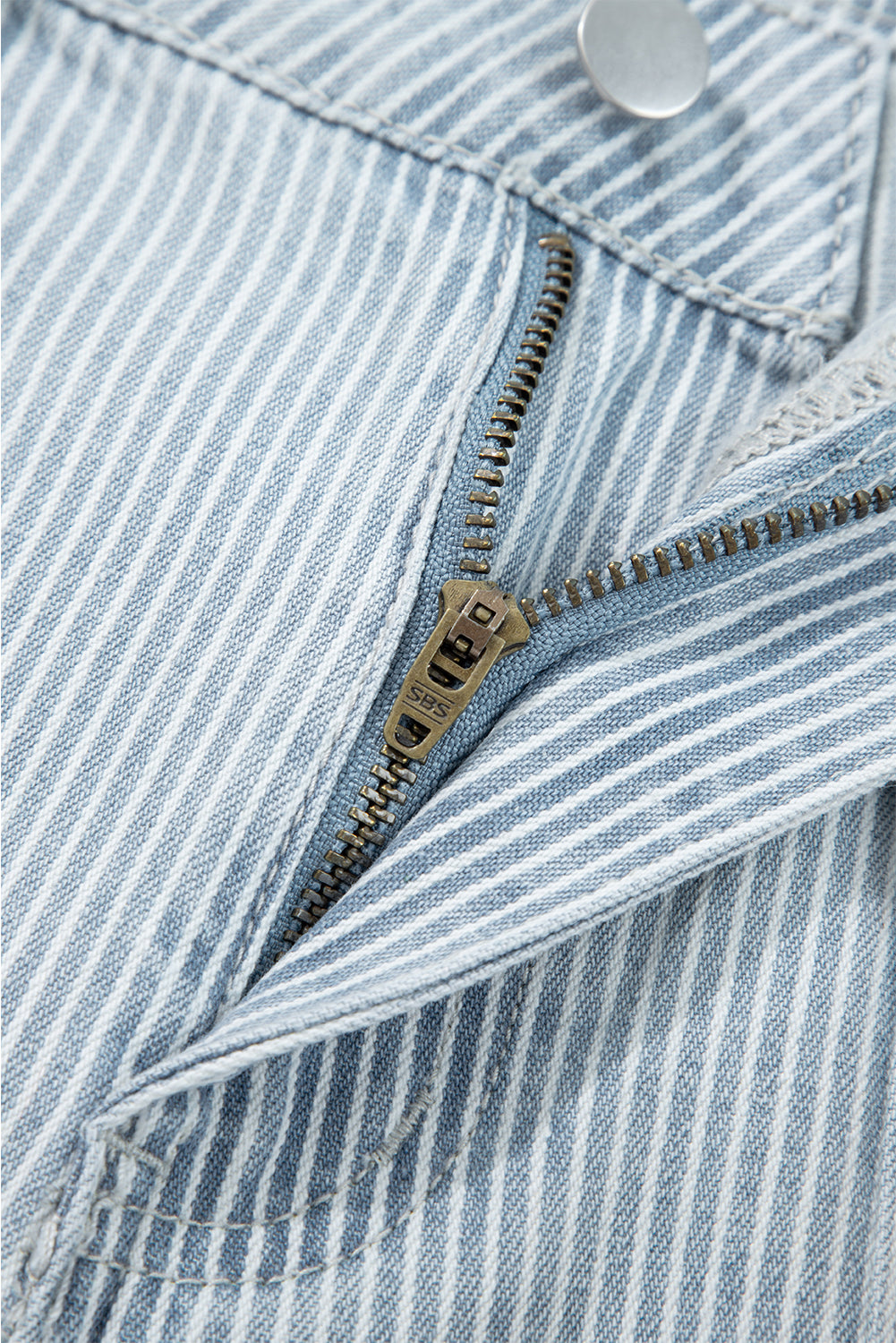 Stripe Cuffed Hem Wide Leg Jeans