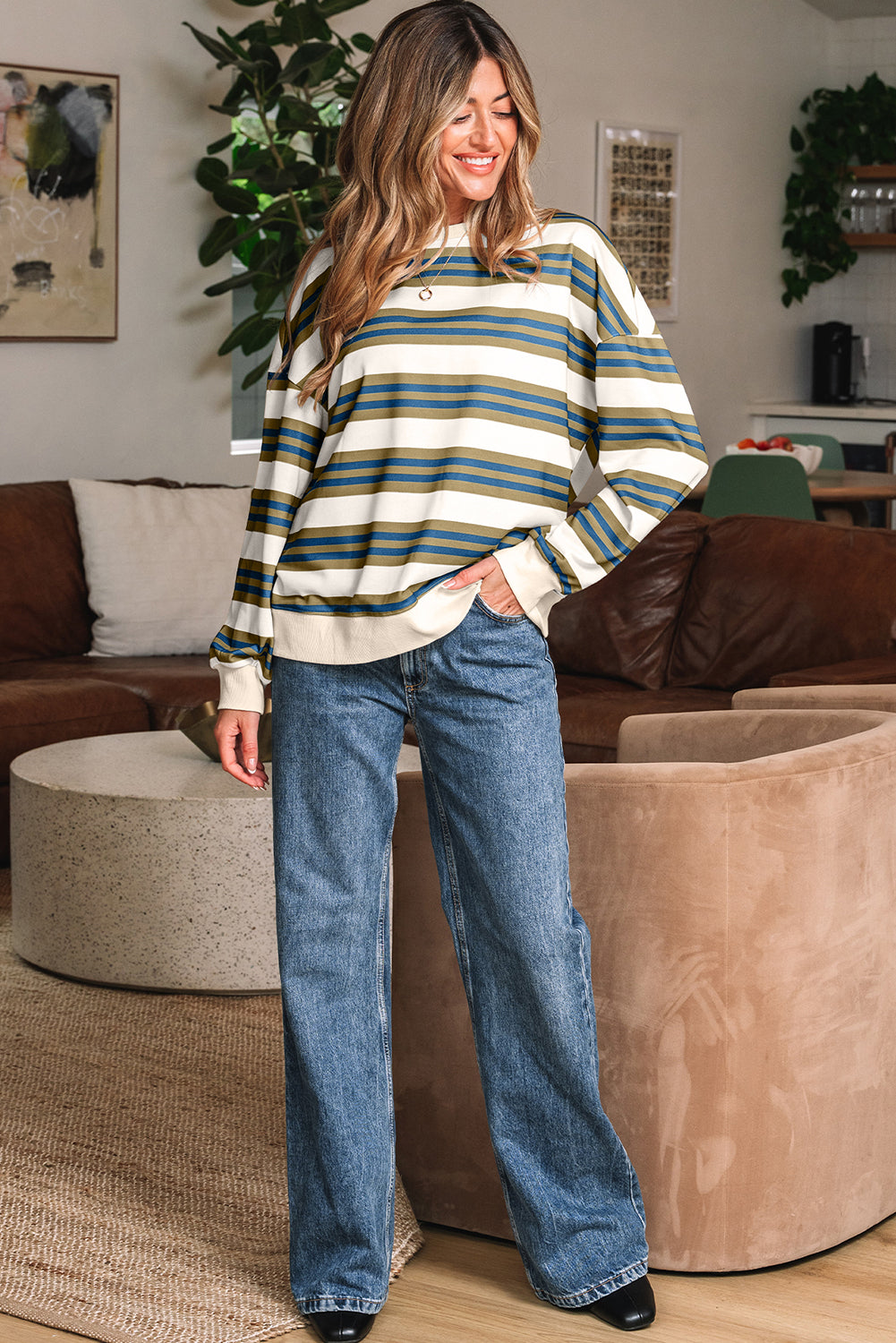 Stripe Pullover Sweatshirt