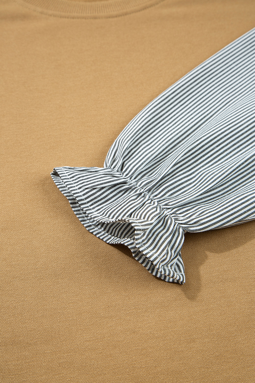 Floral Patchwork Ruffled Crew Neck Sweatshirt