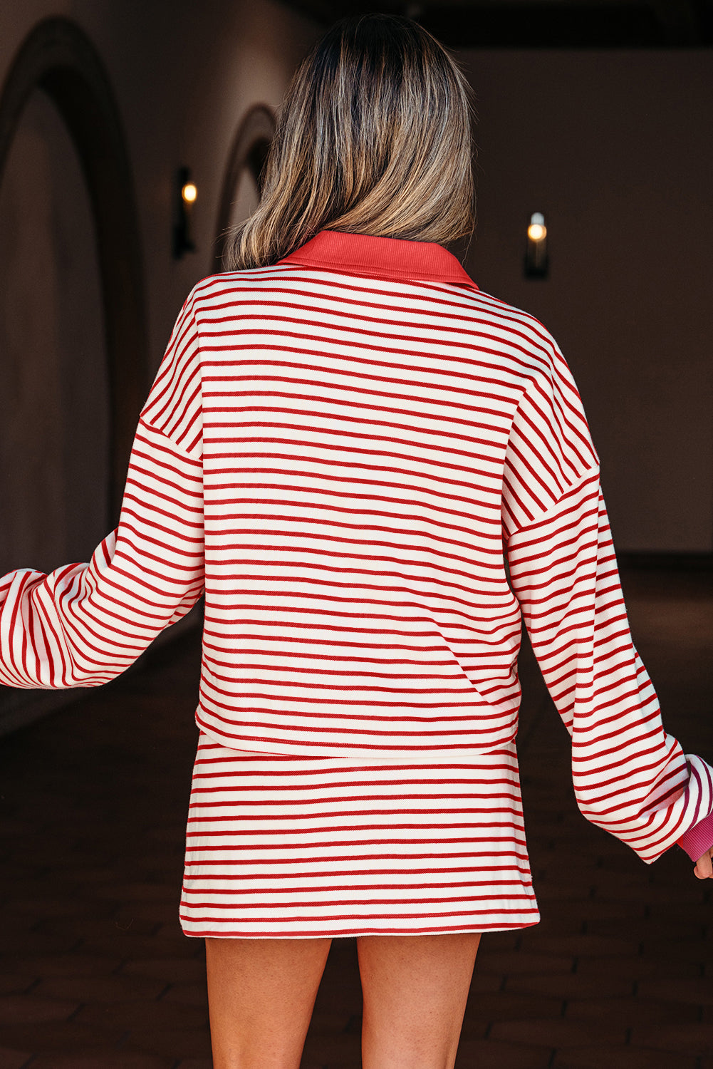 V Neck Pullover and Skort Set