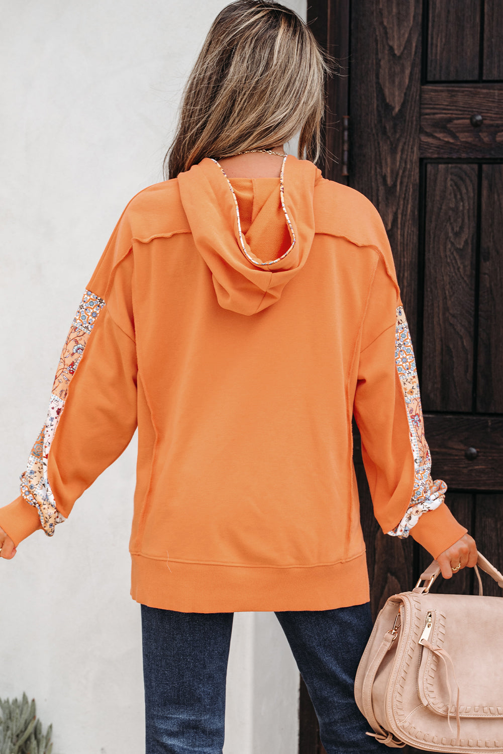 Floral Patchwork Side Slit Hoodie