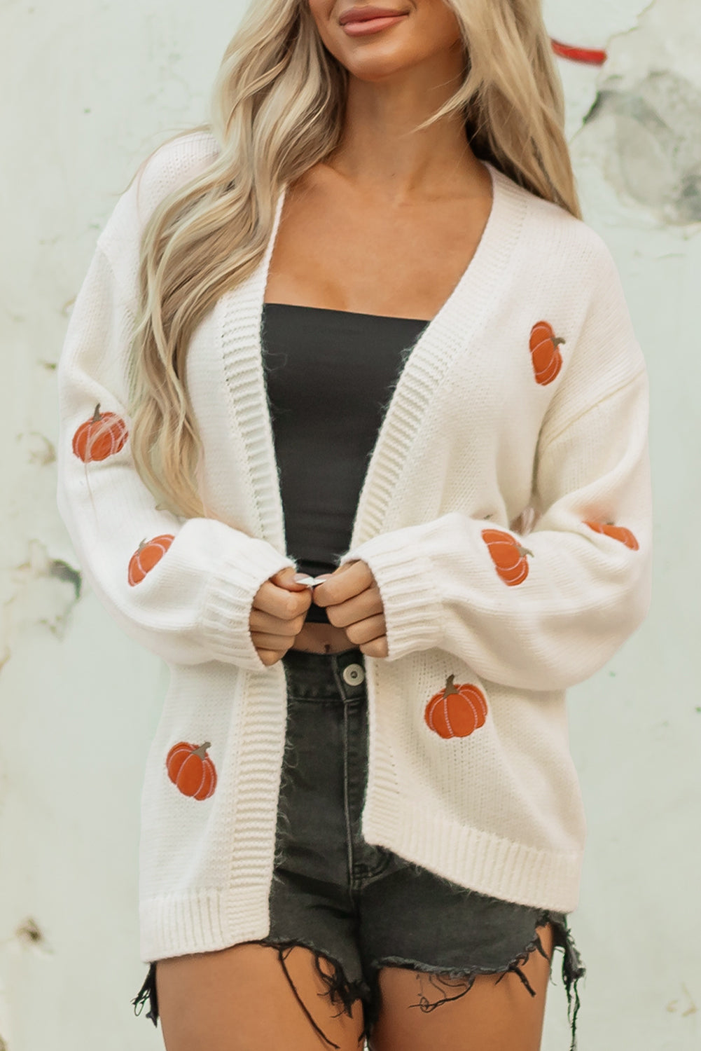 Pumpkin Open Front Midi Cardigan