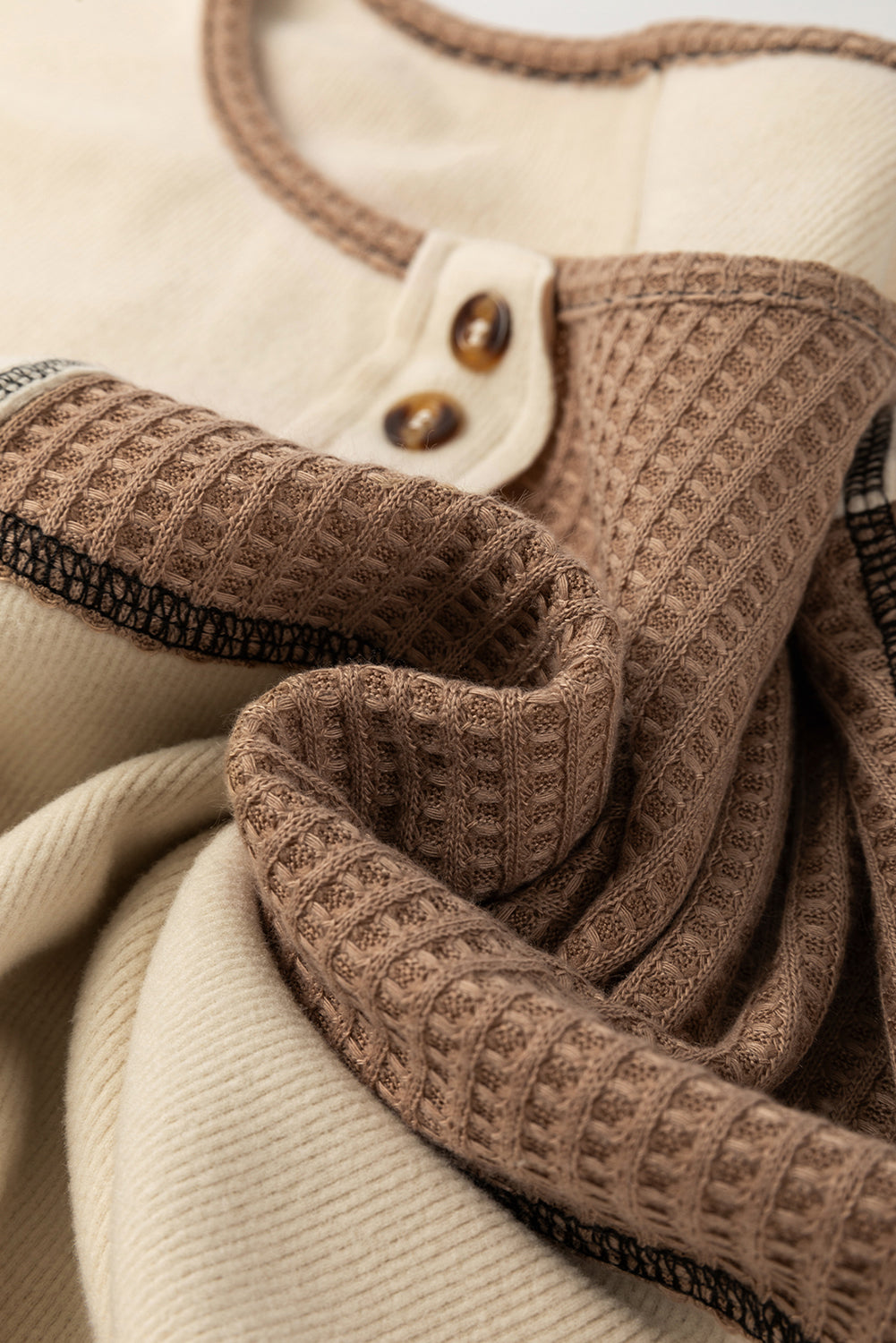 Waffle Knit Long Sleeve Top