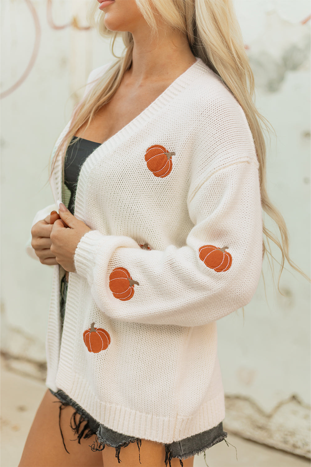 Pumpkin Open Front Midi Cardigan