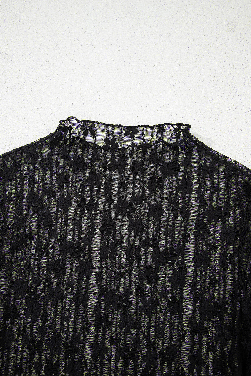 Mesh Lace Long Sleeve Slim Fit Top