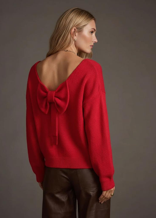 Bow Bubble Sleeve Sweater
